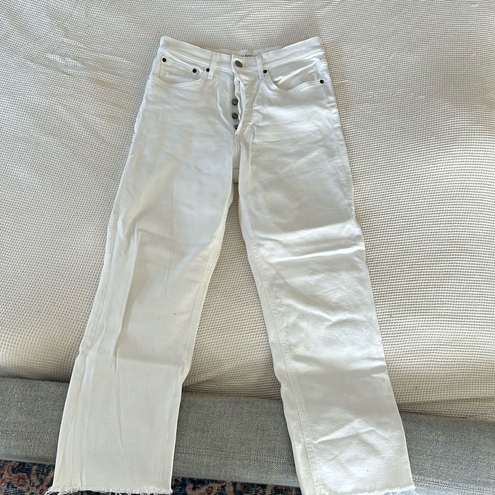 Aritzia denim forum arlo high rise straight - white - 28